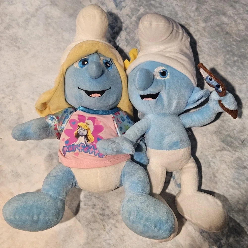 Build A Bear Smurfette Kellytoy Papa Smurf Plush Bundle Movie Stuffed Animals